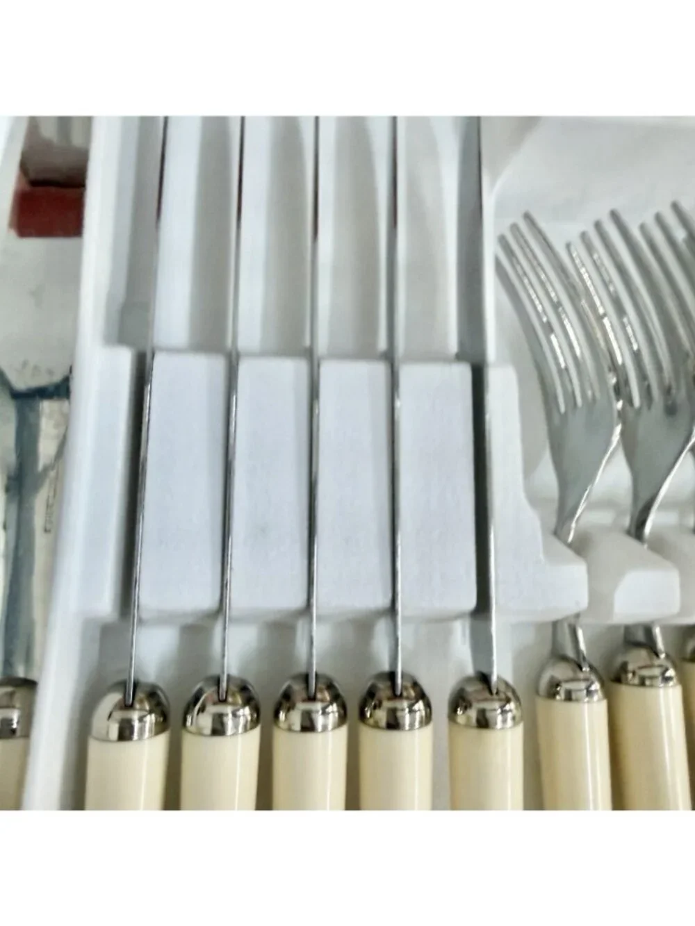Gottingen Ashaya Stainless Flatware Ball End Cream Handles Space Age Retro Set